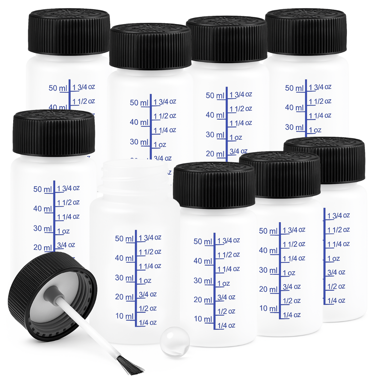 10 x buteleczka butelka do zaprawek zaprawkowa 50ml pędzelek + kuleczka