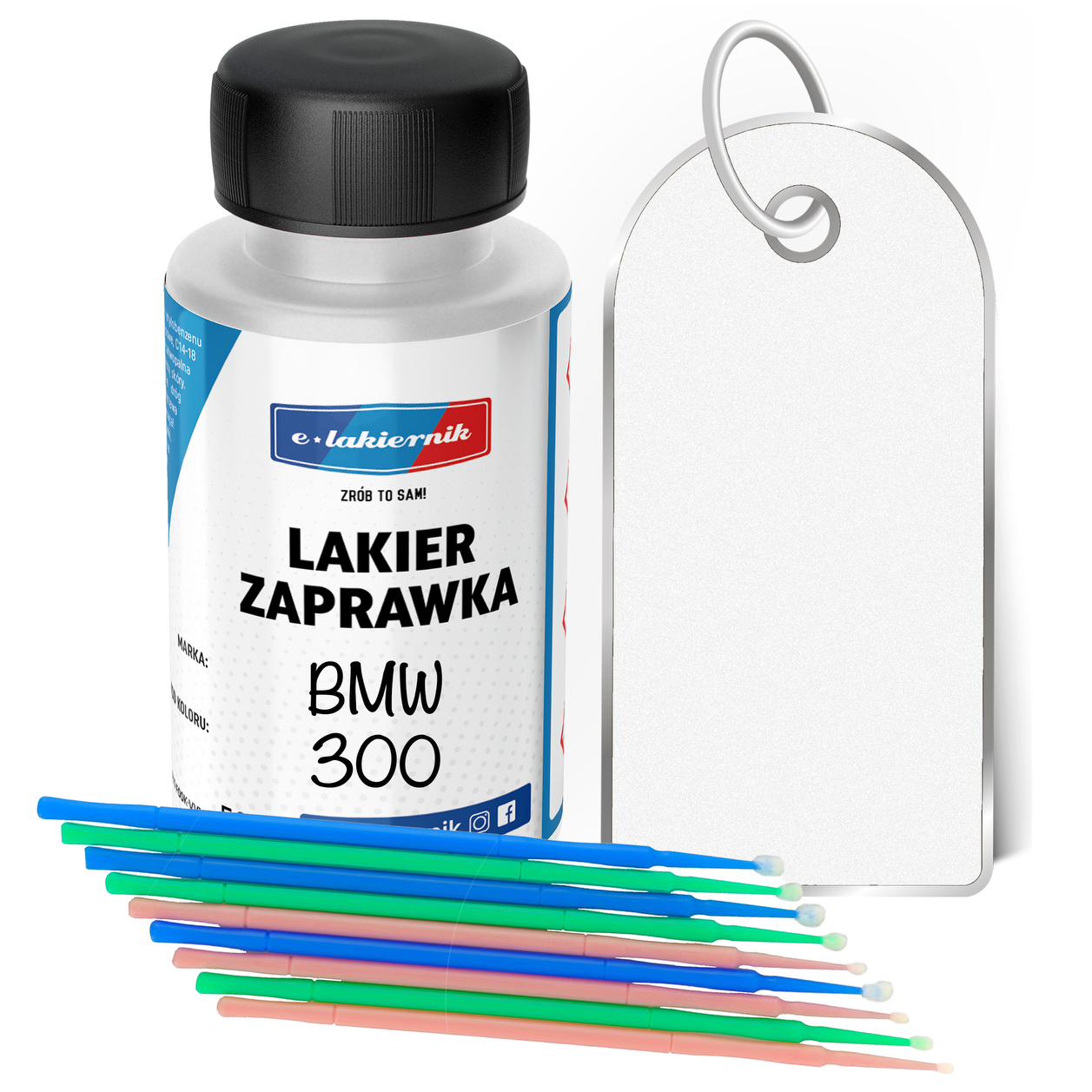 Lakier zaprawkowy zaprawka bmw 300 alpinweiss iii + pędzelek i patyczki