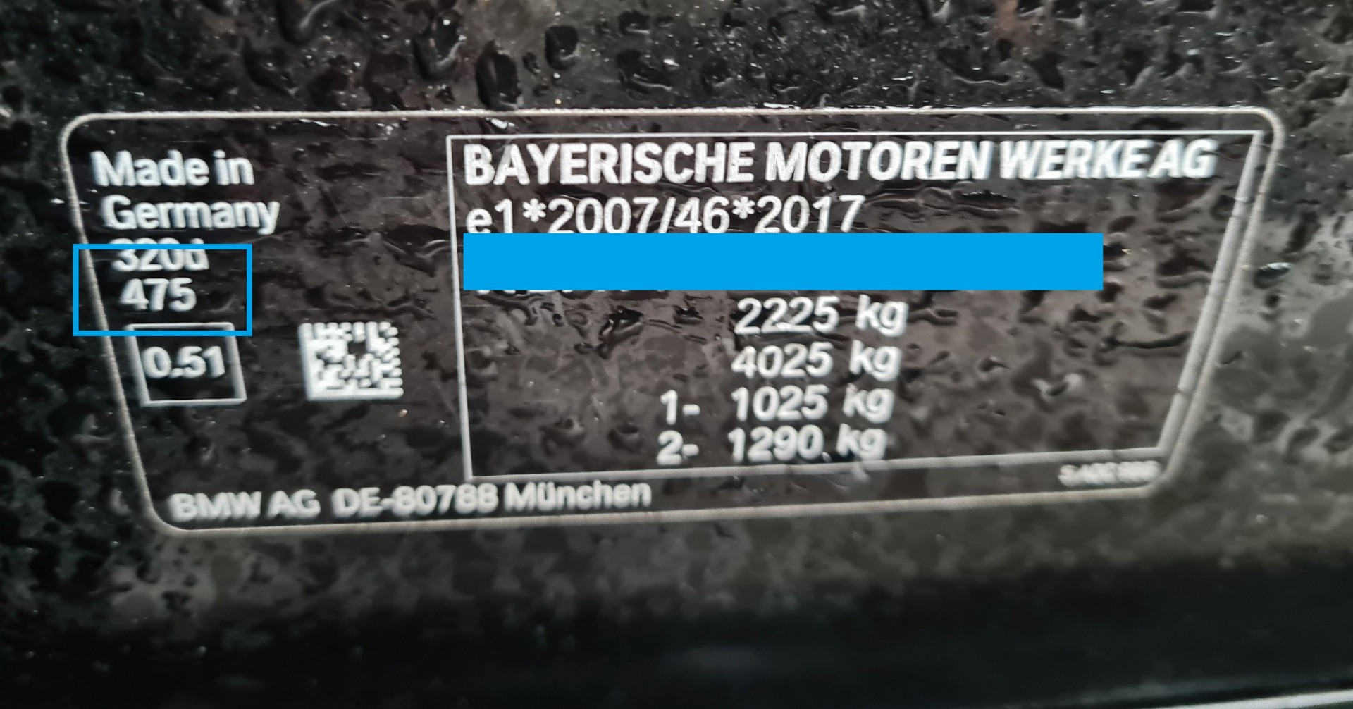 Tabliczka z kodem koloru BMW 475 Black Sapphire